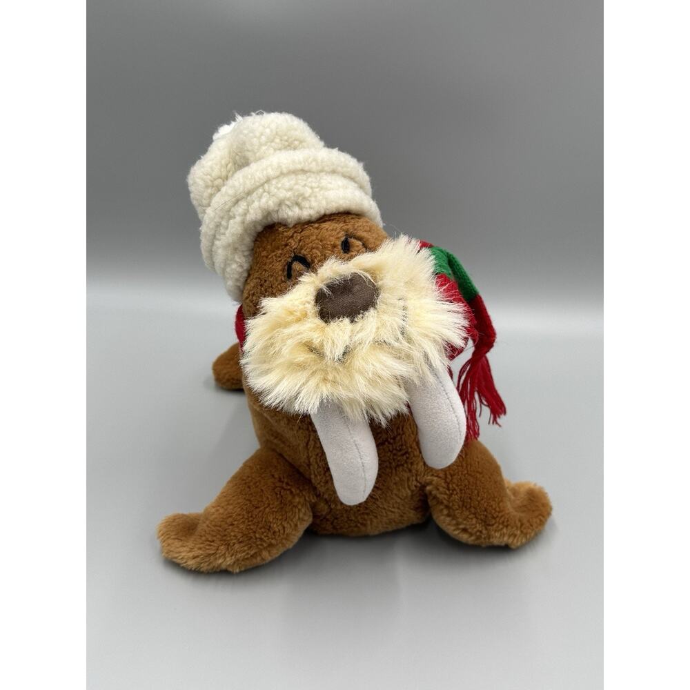 Vintage 1985 Artic Antics Walrus Stuffed Animal In Hat Scarf 12” Plush